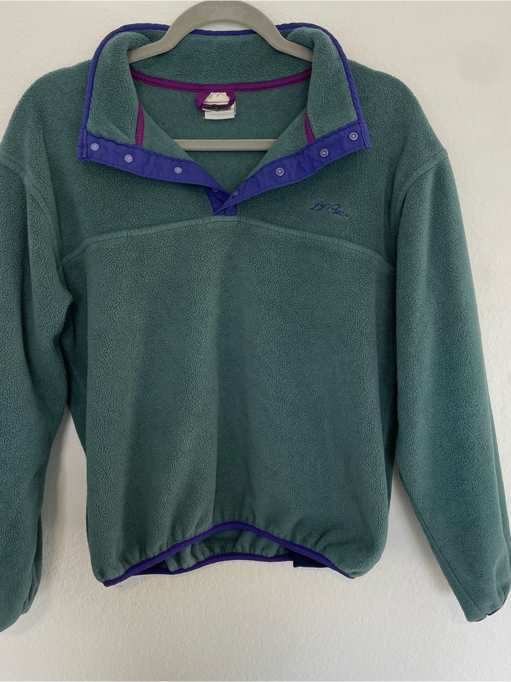 Vintage L.L. Bean Kids Fleece Pullover with Purple Trim